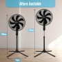Aigostar Elsie Standing Fan with 7 Blades, 60 W, Diameter 41 cm, Quiet Standing Fan Oscillating 75°, 3 Speeds and Adjustable