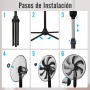 Aigostar Elsie Standing Fan with 7 Blades, 60 W, Diameter 41 cm, Quiet Standing Fan Oscillating 75°, 3 Speeds and Adjustable