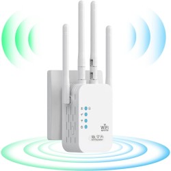 Repetidor WiFi, Amplificador Señal WiFi 1200Mbps Extensor WiFi Doble Banda 5 GHz y 2.4 GHz, WiFi Amplifier Repetidor con Puerto