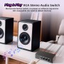 Caja de interruptores de audio auxiliar de 3,5 mm + RCA L/R, salida bidireccional, selector de audio estéreo BolAAzuL 4 x 1,