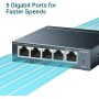 TP-Link TL-SG105 - Switch gigabit 5 Puertos 10/100/1000 Switch ethernet, Indicador del Estado, Acero Inoxidable con Super