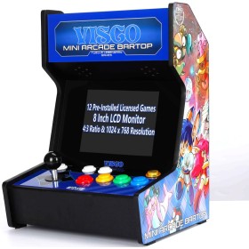Unico VISCO Mini Arcade Bar Top con Gamepad Extra, Máquina Recreativa Doméstica, 12 Juegos VISCO Retro Originales Precargados,