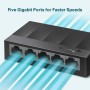 TP-Link LS1005G - Switch Ethernet de 5 Puertos (10/100/1000 Mbps, Velocidad hasta 2000 Mbps ,Plug and Play, sin Ventilador, no