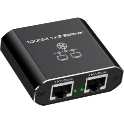 VEDINDUST Switch RJ45 2 Ports 1000Mbps Network LAN Gigabit Network Splitter con Cable de alimentación USB C para Ordenadores