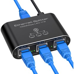 VEDINDUST Switch RJ45 2 Ports 1000Mbps Network LAN Gigabit Network Splitter con Cable de alimentación USB C para Ordenadores VEDINDUST Switch RJ45 2 Ports 1000Mbps Network LAN Gigabit Network Splitter con Cable de alimentación USB C para Ordenadores