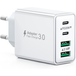 Cargador USB C 40W, Cargador iPhone Carga Rapida Múltiple USBC Enchufe PD+QC Rápido Pared Adaptador Tipo C Movil Cargadors para