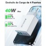 Cargador USB C 40W, Cargador iPhone Carga Rapida Múltiple USBC Enchufe PD+QC Rápido Pared Adaptador Tipo C Movil Cargadors para