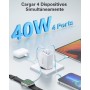 Cargador USB C 40W, Cargador iPhone Carga Rapida Múltiple USBC Enchufe PD+QC Rápido Pared Adaptador Tipo C Movil Cargadors para