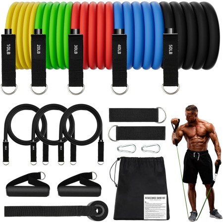 JATEKA Gomas Elasticas Musculacion, Elasticos Fitness Musculacion con 5 Diferentes Niveles Gomas Bandas Elasticas para Gimnasio