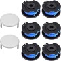 CHIHOLEN 6 Bobinas de Hilo para Cortabordes compatible con Ryobi RAC124 AC14RL3A, Bobina de Hilo de para Ryobi One+ 18V 24V 40V,