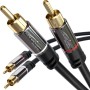KabelDirekt – Cable RCA de 0,5 m, cable de audio estéreo 2 x 2 Cinch especialmente resistente y con una calidad de sonido