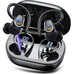 Auriculares Inalambricos Deportivos, Auriculares Bluetooth 5.3 con 4 HD Mic, Pantalla LED, 50H Cascos Inalambricos Bluetooth