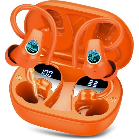 Auriculares Inalambricos Deportivos, Auriculares Bluetooth 5.3 con 4 HD Mic, Pantalla LED, 50H Cascos Inalambricos Bluetooth