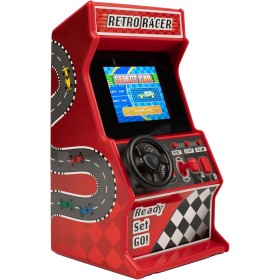 Mini Arcade Racing Machine, 30 Integrated 8-bit Racing Games, Car Games, Bikes, Boats & Ski, 2.4 Inch Screen, Steering Wheel,