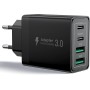Aioneus Cargador USB C, 40W 4-Puertos USBC Enchufe Cargador iPhone Carga Rapida, Múltiple Cargador QC3.0 y PD Rápido Pared