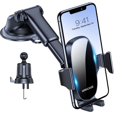 Miracase Soporte Movil Coche [2025 Ventosa Potente] Suporte Telemovel Carro en Salpicadero, Rotación 360° Ventosa Movil