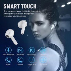 Auriculares Inalámbricos,In Ear Auriculares Bluetooth 5.3 con Cancelacion Ruido HD Mic, 50H HiFi Estéreo Cascos, Control Táctil,
