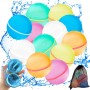 12 Piezas Globos Agua Reutilizables,globos de agua de llenado rápido CNMTCCO, bolas de chapoteo magnéticas de cierre automático,