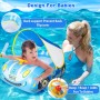 Flotador Bebe con Sombrilla Ninonly Flotador de Piscina para Niños de Protección Solar UPF50+ Extraíble Flotador Bebe Inflable