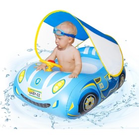 Flotador Bebe con Sombrilla Ninonly Flotador de Piscina para Niños de Protección Solar UPF50+ Extraíble Flotador Bebe Inflable
