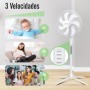 Aigostar - Standing Fan with 7 Blades, 60 W, Diameter 41 cm, Quiet Standing Fan Oscillating 75°, 3 Speeds and Adjustable Height