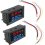 2 Piezas VoltíMetro Digital AmperíMetro DC 100V 10A AmperíMetro Voltaje Medidor de Corriente Probador Azul + Rojo Panel de