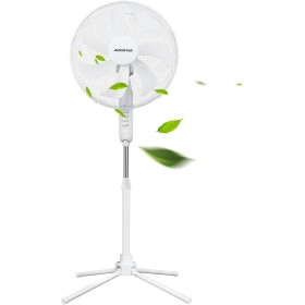 Aigostar - Standing Fan with 7 Blades, 60 W, Diameter 41 cm, Quiet Standing Fan Oscillating 75°, 3 Speeds and Adjustable Height