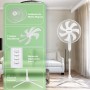 Aigostar - Standing Fan with 7 Blades, 60 W, Diameter 41 cm, Quiet Standing Fan Oscillating 75°, 3 Speeds and Adjustable Height