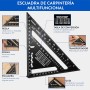 Zenakio Escuadra Carpintero 12-EN-1 - Kit Completo Escuadras Metalicas Carpintero (set de 2) - Escuadra Metalica 185mm +