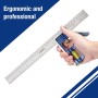 WORKPRO Escuadra Carpintero, Escuadra Combinada Ajustable, Regla de Ángulo de Acero Inoxidable de 300 mm, con Nivel de Burbuja,
