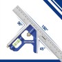 WORKPRO Escuadra Carpintero, Escuadra Combinada Ajustable, Regla de Ángulo de Acero Inoxidable de 300 mm, con Nivel de Burbuja,