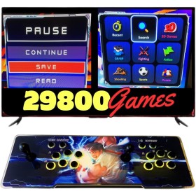 Arcade Machine Console with 28000 Retro Games and 3D Games with Color Changing LEDs and Sound System and Oval Joysticks