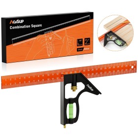 AojSup Escuadra Combinada de Carpintero 300mm, Escuadra Combinada Ajustable Regla de Ángulo de Acero Inoxidable, Cuadrado de