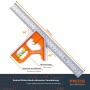 Presch Escuadra Combinada Carpintería 150 mm - Escuadra Universal de Metal - Precisa y de Fácil Manejo con Tope de Regla y