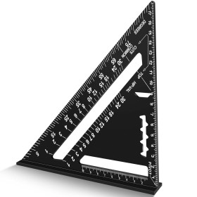 Escuadra carpintero，180 mm Escuadras Metalicas，Multifuncional Regla Triangular Métrica de Aluminio，Herramientas de Carpintero