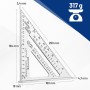 WORKPRO Escuadra de Carpintería 180mm, Regla de Triángulo, Herramienta de Medición para Carpintero, Escuadras para Carpintería