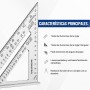 WORKPRO Escuadra de Carpintería 180mm, Regla de Triángulo, Herramienta de Medición para Carpintero, Escuadras para Carpintería
