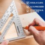 WORKPRO Escuadra de Carpintería 180mm, Regla de Triángulo, Herramienta de Medición para Carpintero, Escuadras para Carpintería