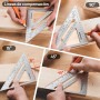 WORKPRO Escuadra de Carpintería 180mm, Regla de Triángulo, Herramienta de Medición para Carpintero, Escuadras para Carpintería