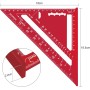 Escuadra de Carpintería Métrico 7 Pulgadas,Aleación de Aluminio,Regla Triangular Herramienta de medición para Carpintero (rojo)