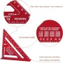 Escuadra de Carpintería Métrico 7 Pulgadas,Aleación de Aluminio,Regla Triangular Herramienta de medición para Carpintero (rojo)