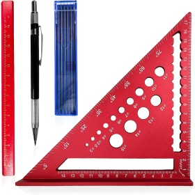 Pangdapengpeng Escuadra Carpintero 180mm, Regla Triangular Métrica de Aluminio, 26cm