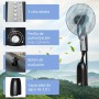 HOMCOM 90W Oscillating and Silent Foot Nebulizer Fan with 3 Speed and 5 Blades Wheels Tank 2.8 L Ø44.5 x 120 cm Black