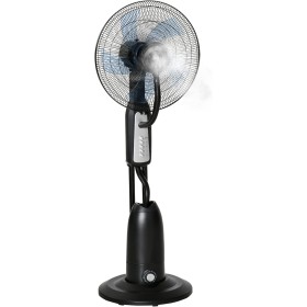 HOMCOM 90W Oscillating and Silent Foot Nebulizer Fan with 3 Speed and 5 Blades Wheels Tank 2.8 L Ø44.5 x 120 cm Black