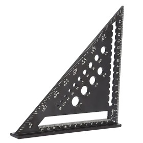 MEMOFYND Regla triangular negra 1, estructura estable, herramienta de medición de carpintería, escala precisa, regla de ángulo