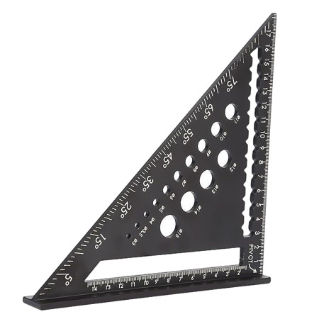 MEMOFYND Regla triangular negra 1, estructura estable, herramienta de medición de carpintería, escala precisa, regla de ángulo