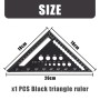 MEMOFYND Regla triangular negra 1, estructura estable, herramienta de medición de carpintería, escala precisa, regla de ángulo
