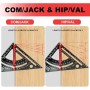 FEETE Transportador de ángulo de carpintero de 180 mm, viga cuadrada ajustable, herramientas de carpintería cuadrada,