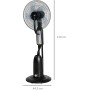 HOMCOM 90W Oscillating and Silent Foot Nebulizer Fan with 3 Speed and 5 Blades Wheels Tank 2.8 L Ø44.5 x 120 cm Black