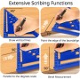Escuadras Carpintero, Regla Triangular de 7 Pulgadas, Triangular Métrica de Aluminio Triángulo de Carpintería, Carpintero para